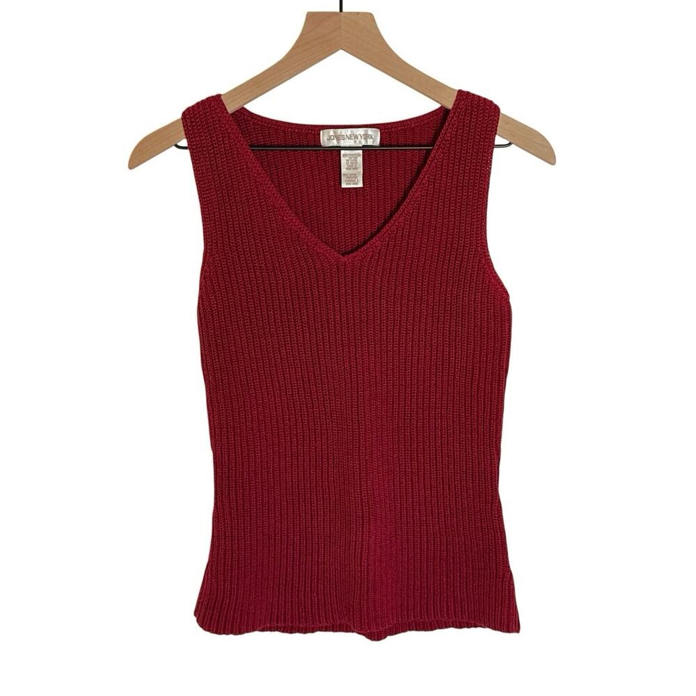 Jones New‎ York Mercerized Cotton Knit Sweater Tank Red Size L